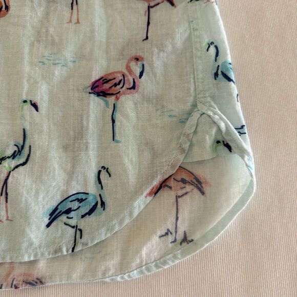 CHUBBIES SHIRT MENS LRG COTTON SS LT BLUE BUTTON CASUAL FLAMINGO TROPICAL HAWAII - Picture 12 of 13